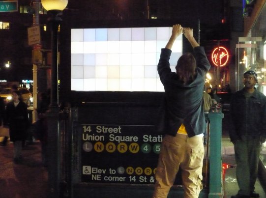 Installing the Pixelator at Union Square