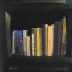 TV bookshelf with books
